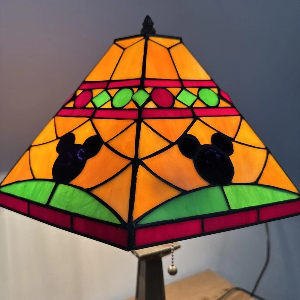 VTG Rare Disney Mickey Mouse Tiffany Style Table Lamp Stained Glass Ltd Ed 24